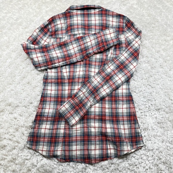 J. Crew Shirt Women's Size 0 Perfect Flannel Plaid Cotton Christmas Preppy Biho - Picture 2 of 10